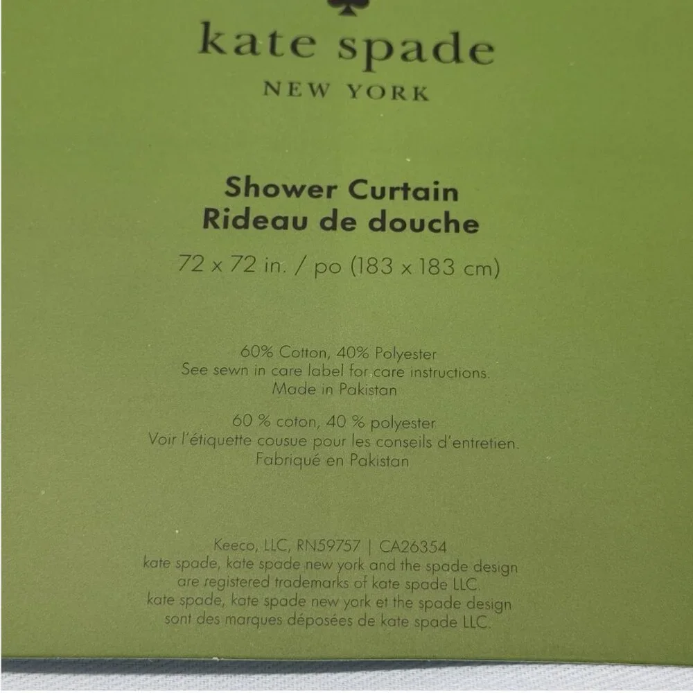 Kate Spade Bumble Bee Fabric Shower Curtain Blue Cotton Blend 72"x72" Summer NEW - Picture 7 of 7